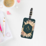 Étiquette À Bagage Balise Boho Pampas avec cadre or Monogram Luggage<br><div class="desc">Ce magnifique bagage peut être personnalisé et offert en cadeau ou gardé pour vous-même!</div>