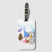 Étiquette À Bagage Balise Bonne Fille avec Vélo (Devant Vertical)