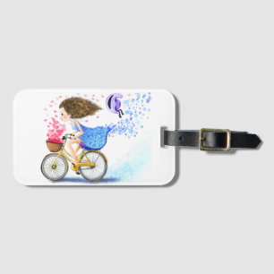 Étiquette À Bagage Balise Bonne Fille avec Vélo