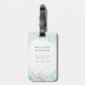 Étiquette À Bagage balise bord de mer turquoise Monogramme (Dos Vertical)