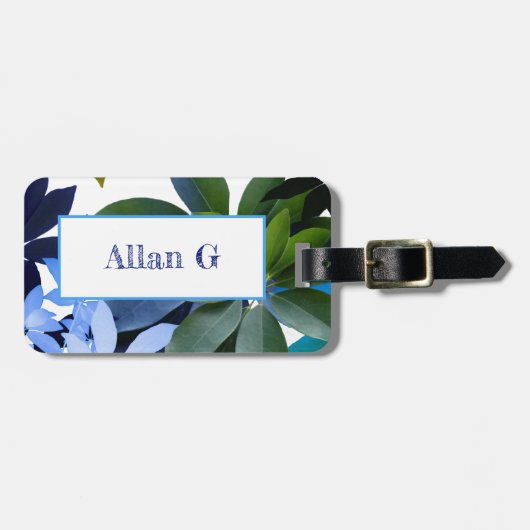 Étiquette À Bagage Balise Botanique, Bagage Feuille avec cuir (Devant horizontal)