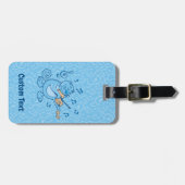 Étiquette À Bagage Balise Chat bleu avec bagage de violon (Devant horizontal)