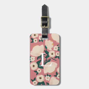 Étiquette À Bagage Balise Chic Luggage Monogramme rose Floral