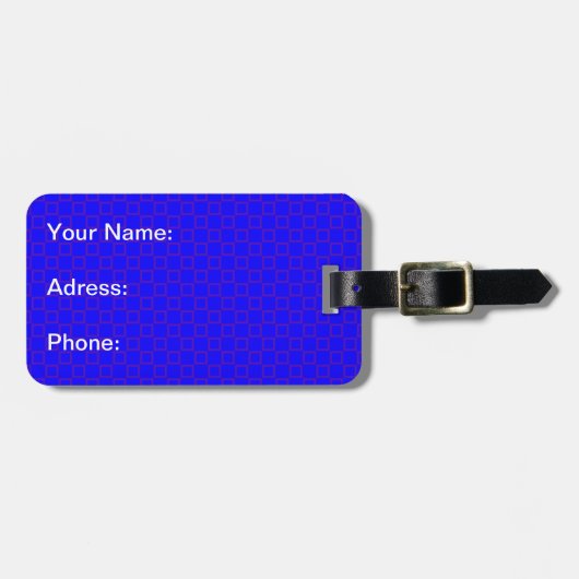 Étiquette À Bagage Balise classique bleu vif avec bagage violet (Devant horizontal)