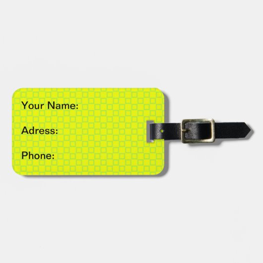 Étiquette À Bagage Balise classique jaune et vert menthe (Devant horizontal)