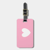 Étiquette À Bagage Balise Coeur blanc avec bracelet en cuir (Devant Vertical)