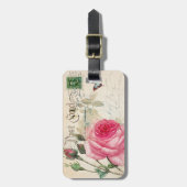 Étiquette À Bagage Balise de bagage à Accent Français Rose (Devant Vertical)