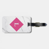 Étiquette À Bagage Balise de bagage à accent rose Marbre blanc person (Dos horizontal)