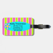 Étiquette À Bagage Balise de bagage à fleur rose pâle (Dos horizontal)