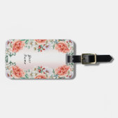 Étiquette À Bagage Balise de bagage à l'aquarelle Peony Flower (Devant horizontal)