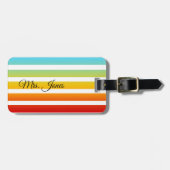 Étiquette À Bagage Balise de bagage à rayures arc-en-ciel personnalis (Devant horizontal)