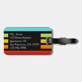 Étiquette À Bagage Balise de bagage à rayures arc-en-ciel personnalis (Dos horizontal)