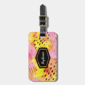 Étiquette À Bagage Balise de bagage abstrait rose orange (Devant Vertical)