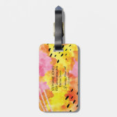 Étiquette À Bagage Balise de bagage abstrait rose orange (Dos Vertical)