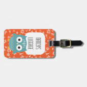 Étiquette À Bagage Balise de bagage animal de la Chouette bleue (Devant horizontal)