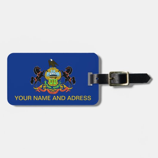 Étiquette À Bagage Balise de bagage avec Drapeau de Pennsylvanie, USA (Devant horizontal)