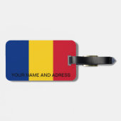 Étiquette À Bagage Balise de bagage avec drapeau de Roumanie (Dos horizontal)