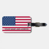 Étiquette À Bagage Balise de bagage avec Drapeau des Etats-Unis (Dos horizontal)