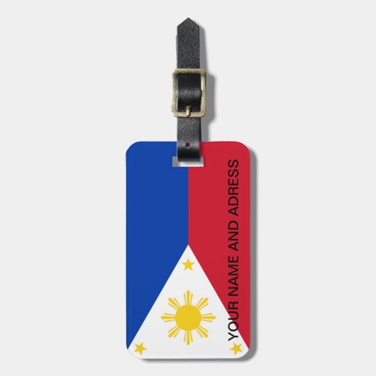 Étiquette À Bagage Balise de bagage avec drapeau des Philippines (Devant Vertical)