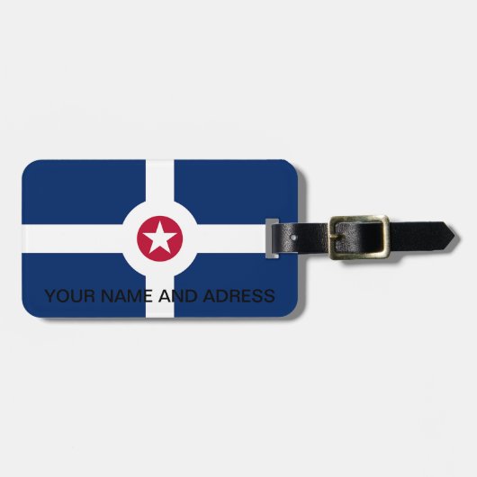 Étiquette À Bagage Balise de bagage avec Drapeau d'Indianapolis City, (Devant horizontal)