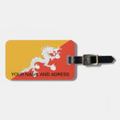 Étiquette À Bagage Balise de bagage avec drapeau du Bhoutan (Devant horizontal)
