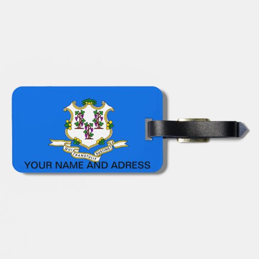 Étiquette À Bagage Balise de bagage avec Drapeau du Connecticut, USA (Dos horizontal)