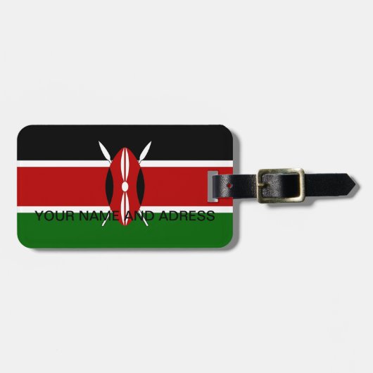 Étiquette À Bagage Balise de bagage avec drapeau du Kenya (Devant horizontal)
