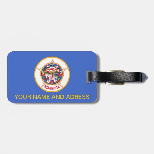 Étiquette À Bagage Balise de bagage avec Drapeau du Minnesota, USA (Dos horizontal)