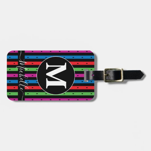 Étiquette À Bagage Balise de bagage avec monogramme (Devant horizontal)