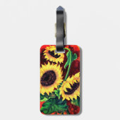 Étiquette À Bagage Balise de bagage avec trois tournesols - Peinture (Dos Vertical)