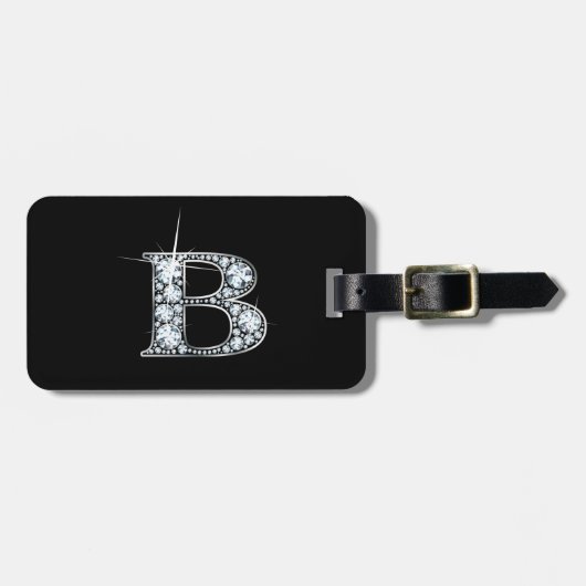 Étiquette À Bagage Balise de bagage B "Diamond Bling" (Devant horizontal)