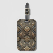 Étiquette À Bagage Balise de bagage baroque de luxe noir et or (Devant Vertical)