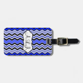 Étiquette À Bagage Balise de bagage Bleu, Noir, Blanc (Devant horizontal)