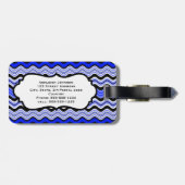 Étiquette À Bagage Balise de bagage Bleu, Noir, Blanc (Dos horizontal)