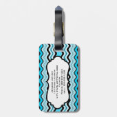 Étiquette À Bagage Balise de bagage Bleu, Noir, Blanc (Dos Vertical)