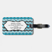 Étiquette À Bagage Balise de bagage Bleu, Noir, Blanc (Dos horizontal)