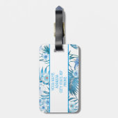 Étiquette À Bagage Balise de bagage bleu tropical floral (Dos Vertical)