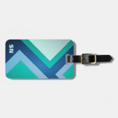 Étiquette À Bagage Balise de bagage bleu vert Zig Zag (Devant horizontal)