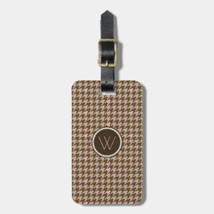 Étiquette À Bagage Balise de bagage Brown avec Rose Gold Houndstooth