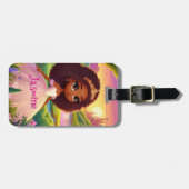 Étiquette À Bagage Balise de bagage Brown fille magique princesse (Devant horizontal)