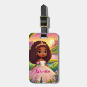 Étiquette À Bagage Balise de bagage Brown fille magique princesse (Devant Vertical)