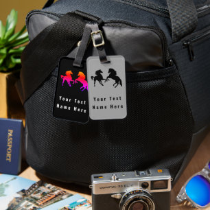 Étiquette À Bagage Balise de bagage Cheval Couple avec nom de texte p