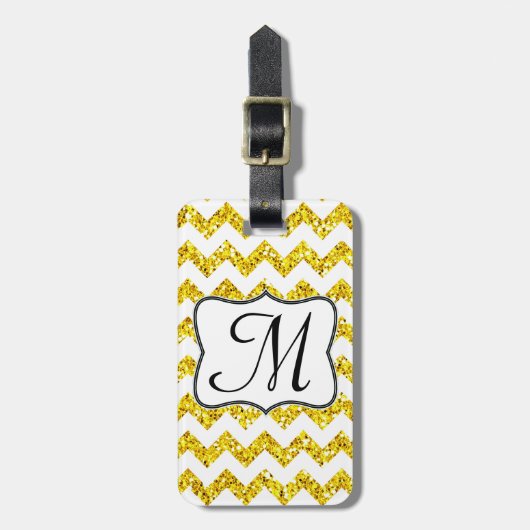 Étiquette À Bagage Balise de bagage Chevron Monogram Parties scintill (Devant Vertical)