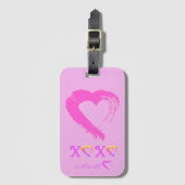 Étiquette À Bagage Balise de bagage Coeur rose (Devant Vertical)