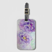 Étiquette À Bagage Balise de bagage couleur d'aquarelle florale viole (Devant Vertical)