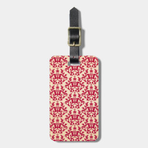 Étiquette À Bagage Balise de bagage damassé rouge & crème id