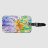 Étiquette À Bagage Balise de bagage d'aquarelle violette Fleur d'Iris (Devant Horizontal)