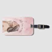 Étiquette À Bagage Balise de bagage d'auto-amour | Fille en rose (Devant Horizontal)