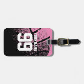 Étiquette À Bagage Balise de bagage de basket rose pour joueur et ven (Devant horizontal)