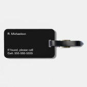 Étiquette À Bagage Balise de bagage de caméra Monogram - noir et blan (Dos horizontal)